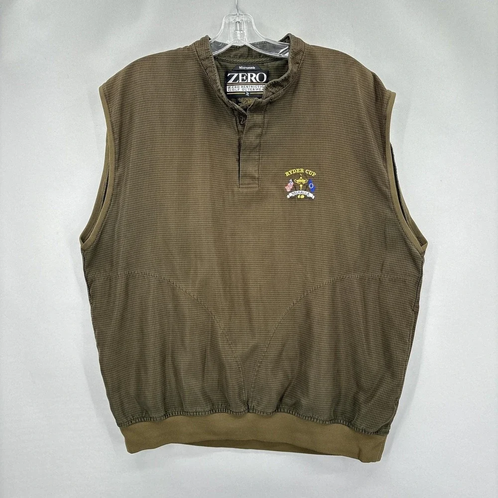 Zero Restriction Vest Mens XL Brown‎ Microsuede Golf Pullover Ryder Cup Valhalla